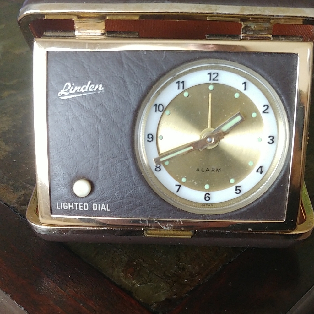 Linden Gold and Brown Travel Alarm Clock